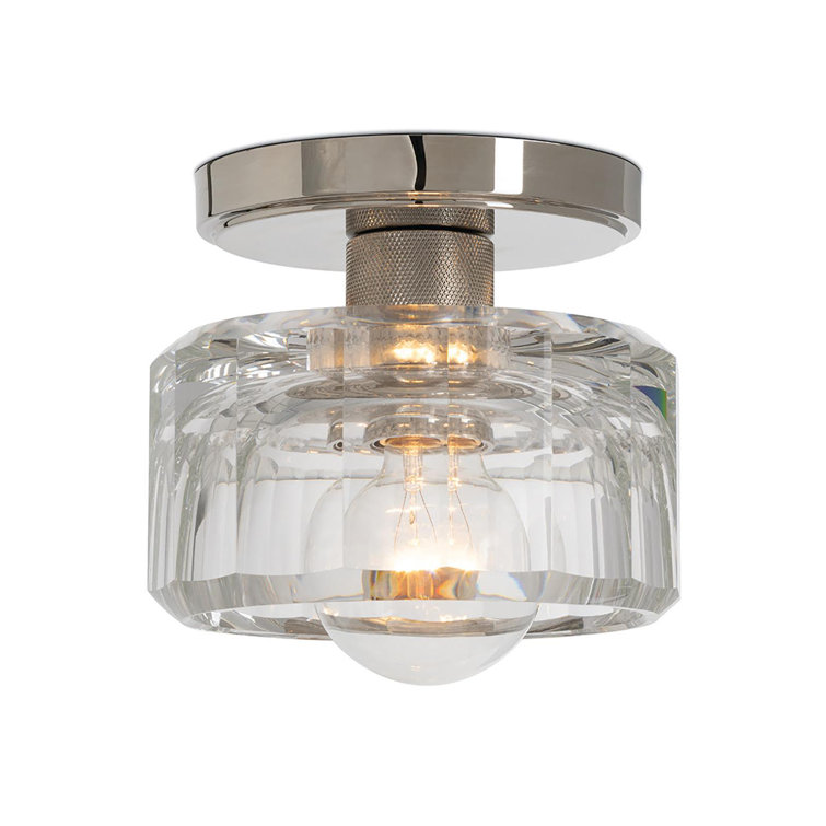 Polished Nickel Crystal Flush Mount Light Fixture