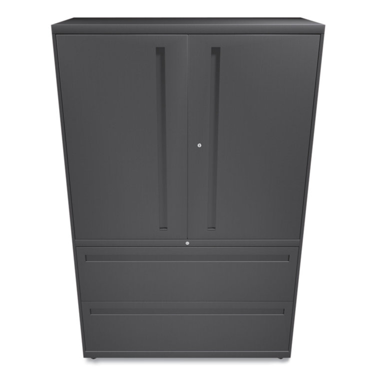 Charcoal 2-Drawer Lockable Lateral Filing Cabinet with Shelves