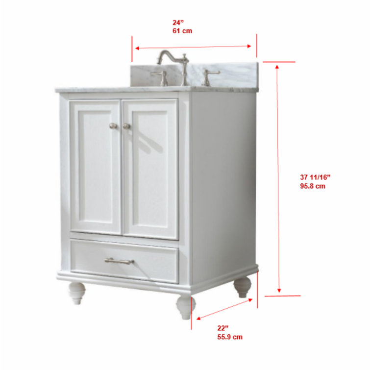 Melissa 24" Grain White Single Vanity with Carrara White Top