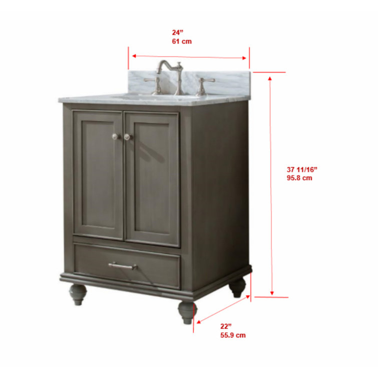 Melissa 24" Silver Gray Vanity with Carrara Marble Top