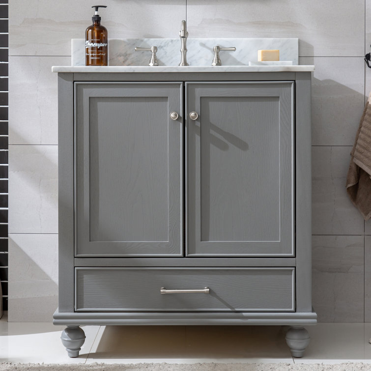 Melissa 30" Grain Gray Single Vanity with Carrara White Top