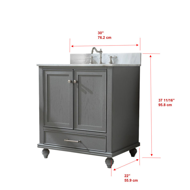 Melissa 30" Grain Gray Single Vanity with Carrara White Top