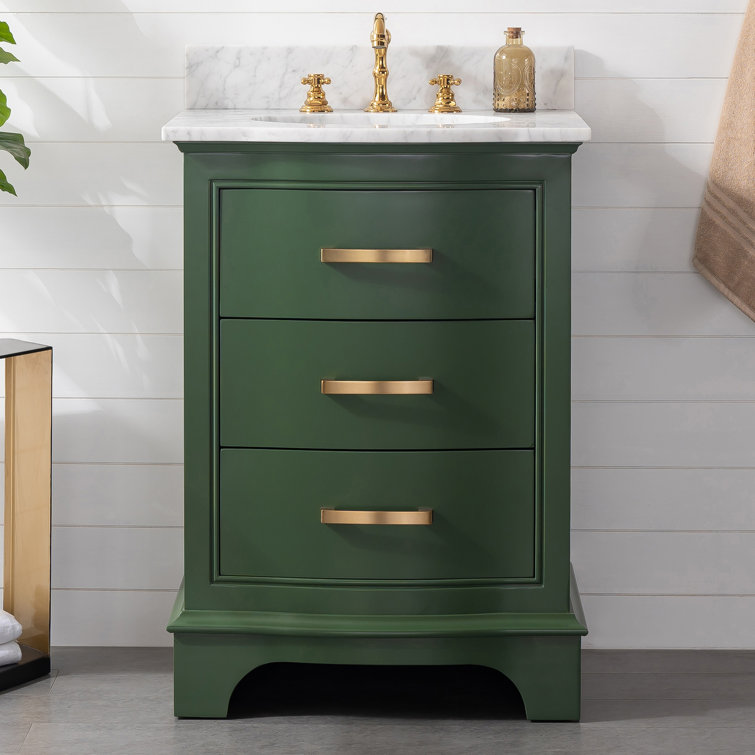 Evergreen Solid Wood Single Vanity with Marble Top
