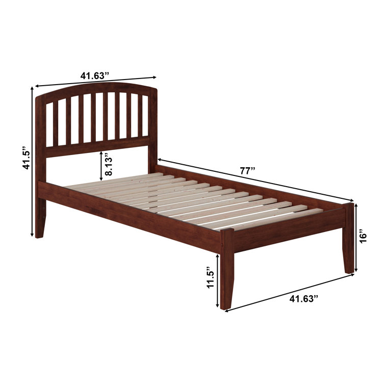Walnut Twin Mission Wood Bed Frame with Headboard
