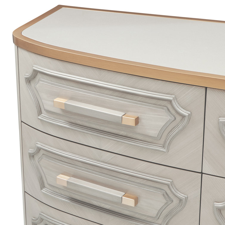 Gray Mid-century Dresser with Mirror and Soft Close Drawers