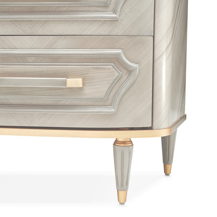 Gray Mid-century Dresser with Mirror and Soft Close Drawers