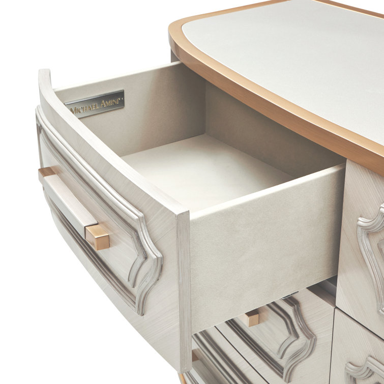 Gray Mid-century Dresser with Mirror and Soft Close Drawers