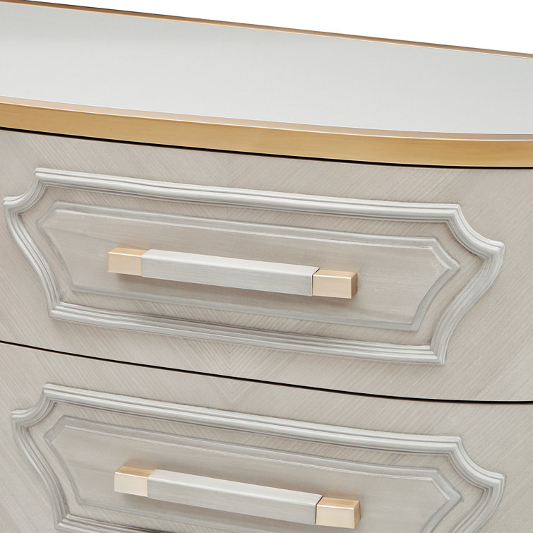 Gray Mid-century Dresser with Mirror and Soft Close Drawers