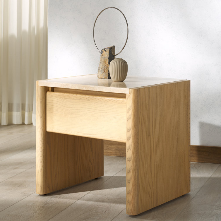 Granita Beige Stone Top 1-Drawer Nightstand