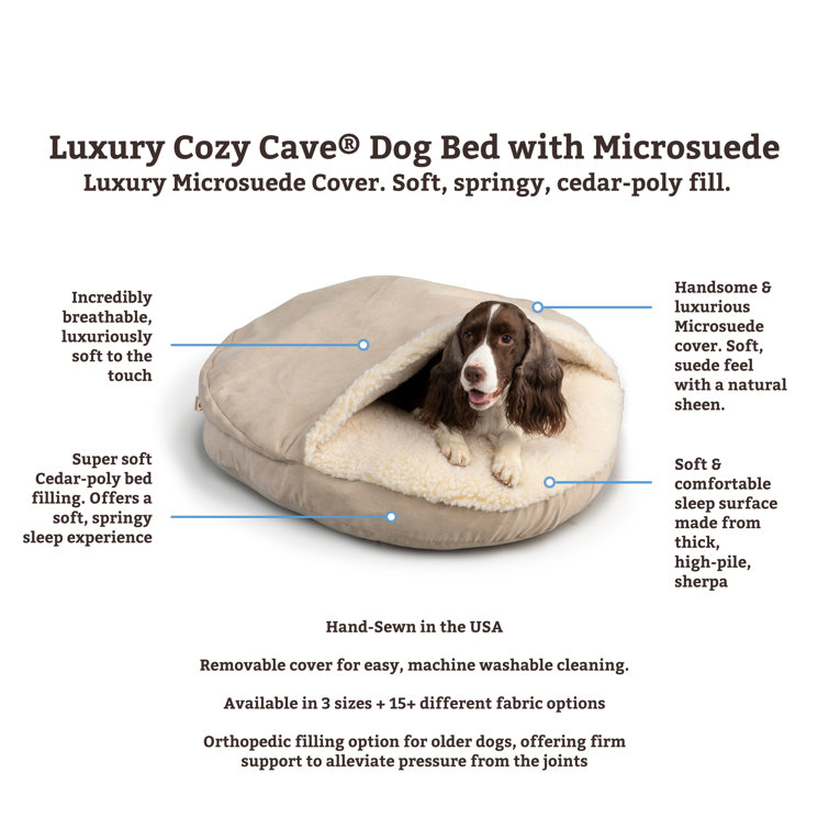 Small Anthracite Microsuede Hooded Cozy Cave Pet Bed