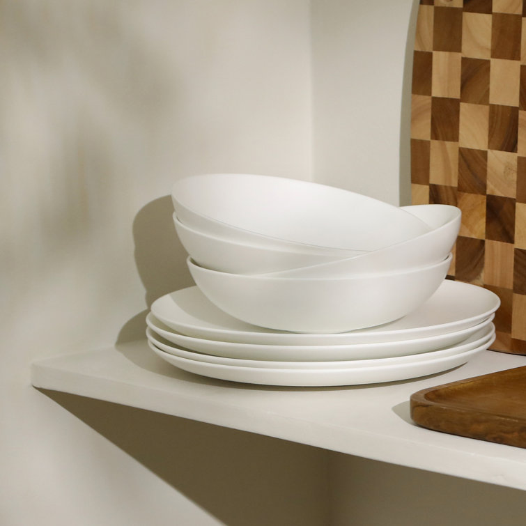 Matte White Porcelain 24-Piece Dinnerware Set for 8