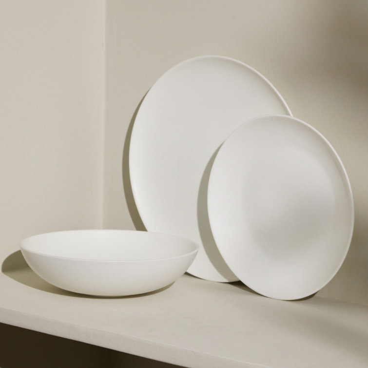 Matte White Porcelain 24-Piece Dinnerware Set for 8