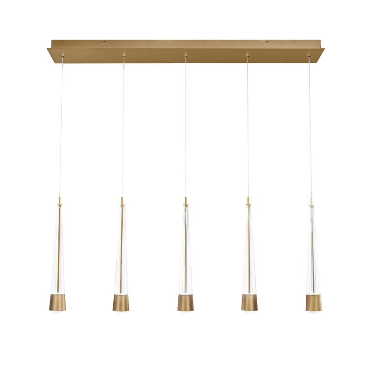 Aged Brass and Glass 40" Linear LED Pendant Light