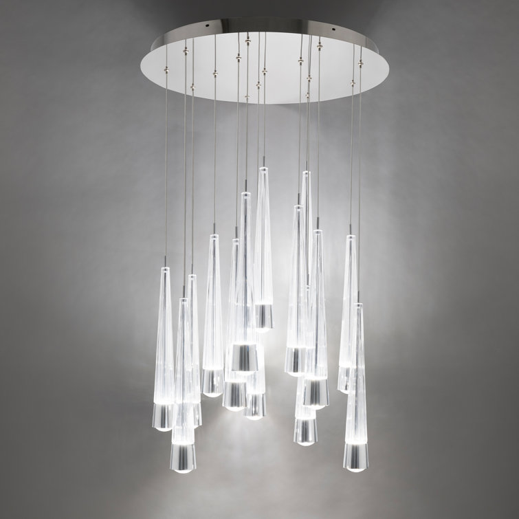 Chrome Glass 15-Light LED Cluster Pendant