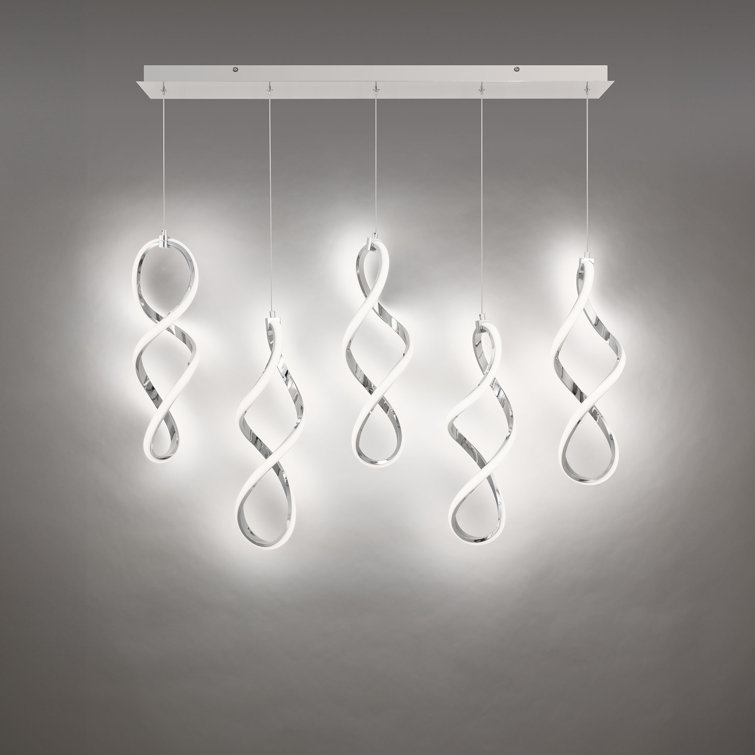 Chrome Frosted Silicone 5-Light LED Pendant Chandelier