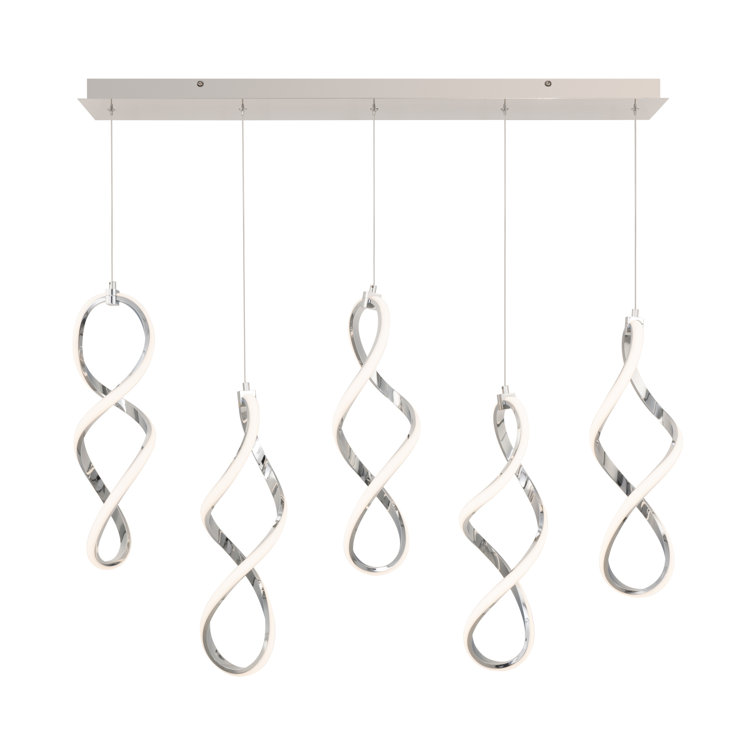 Chrome Frosted Silicone 5-Light LED Pendant Chandelier