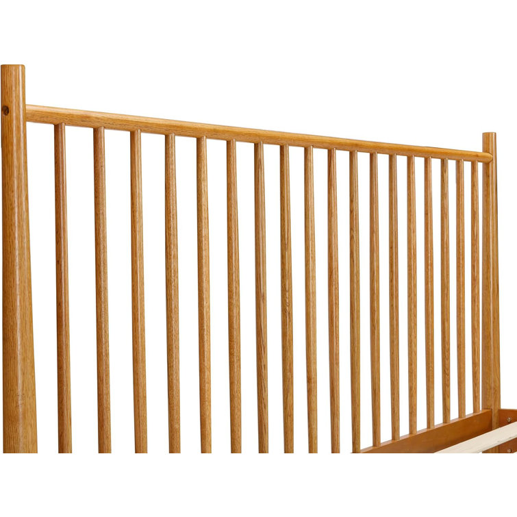 King Rustic Oak Solid Wood Bed Frame with Spindle Headboard
