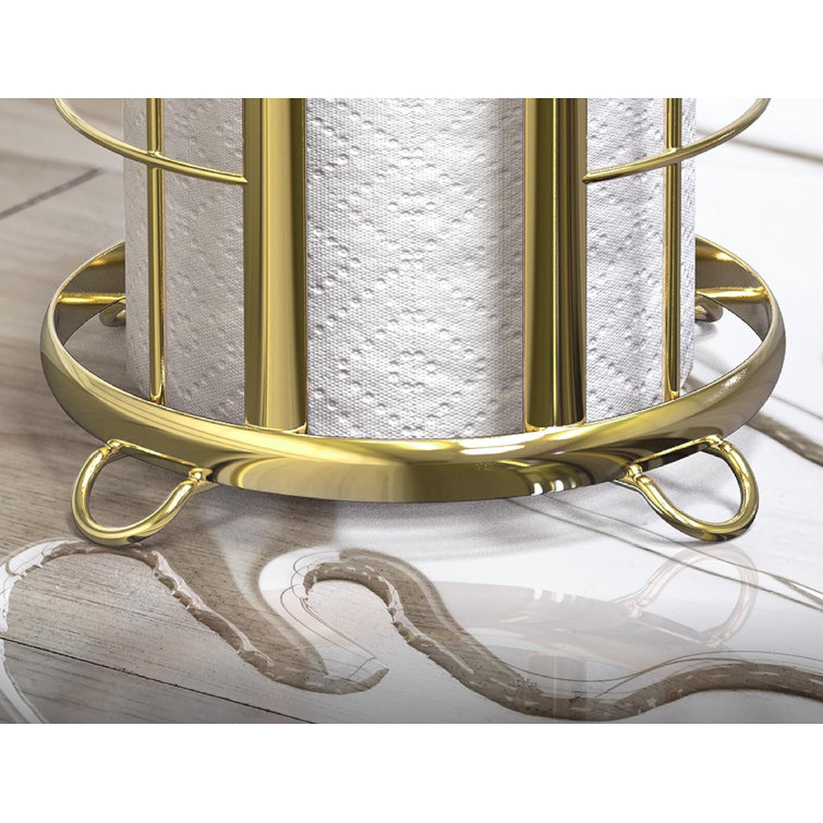 Gold Freestanding Modern Toilet Paper Holder with Open Top