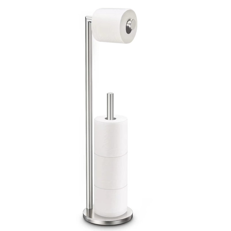 Chrome Free Standing Toilet Paper Holder with Reserve