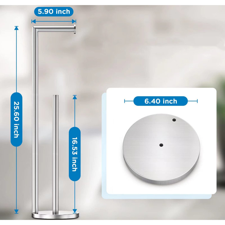 Chrome Free Standing Toilet Paper Holder with Reserve