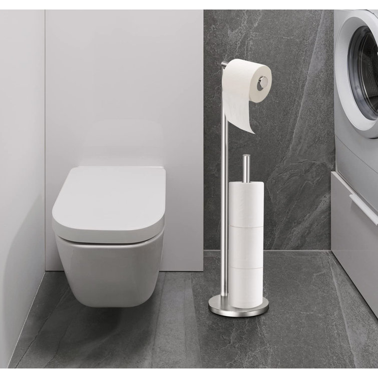 Chrome Free Standing Toilet Paper Holder with Reserve