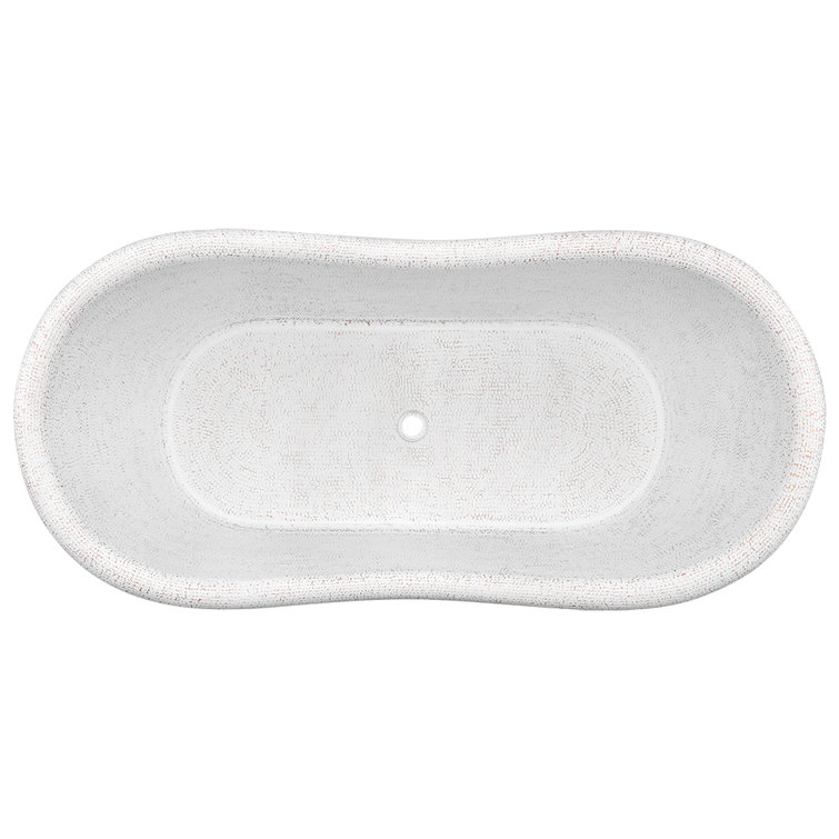 67" Glazed White Hammered Double Slipper Copper Bathtub