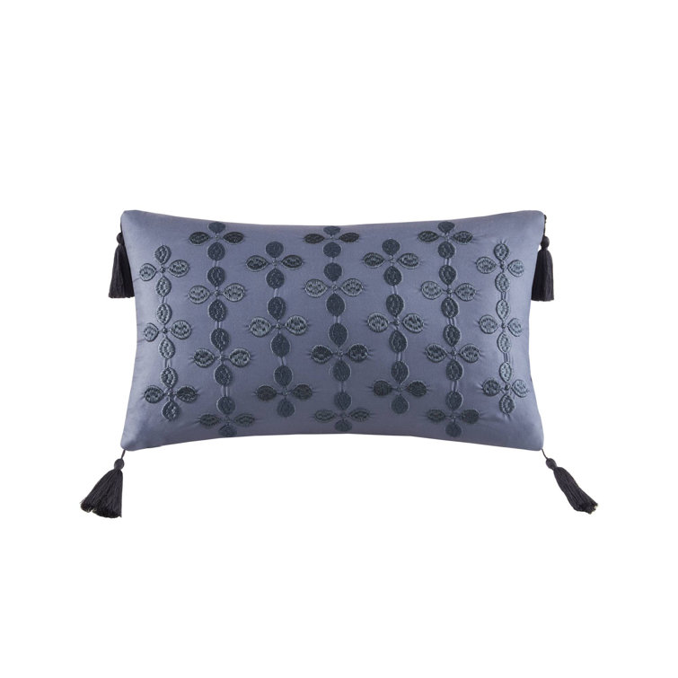 Navy Microfiber Full Bedspread Set with Floral Print
