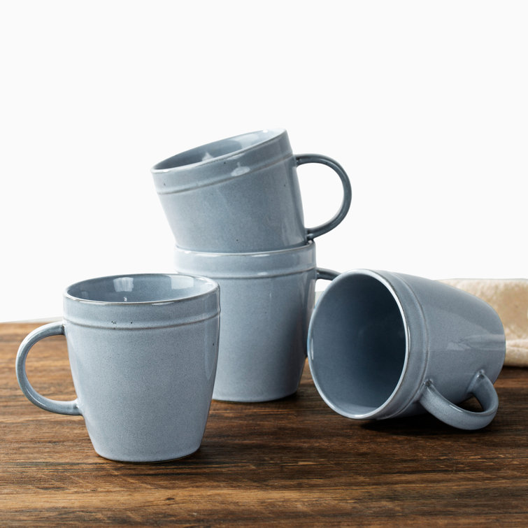 Blue Ceramic Microwave Safe Coffee Mug Set