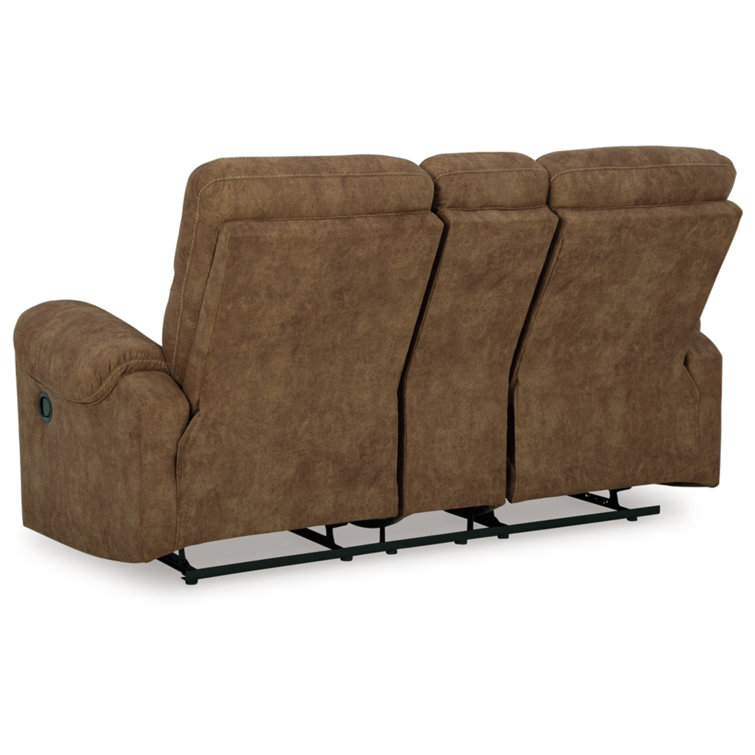 Brindle Faux Leather Reclining Loveseat with Cup Holders