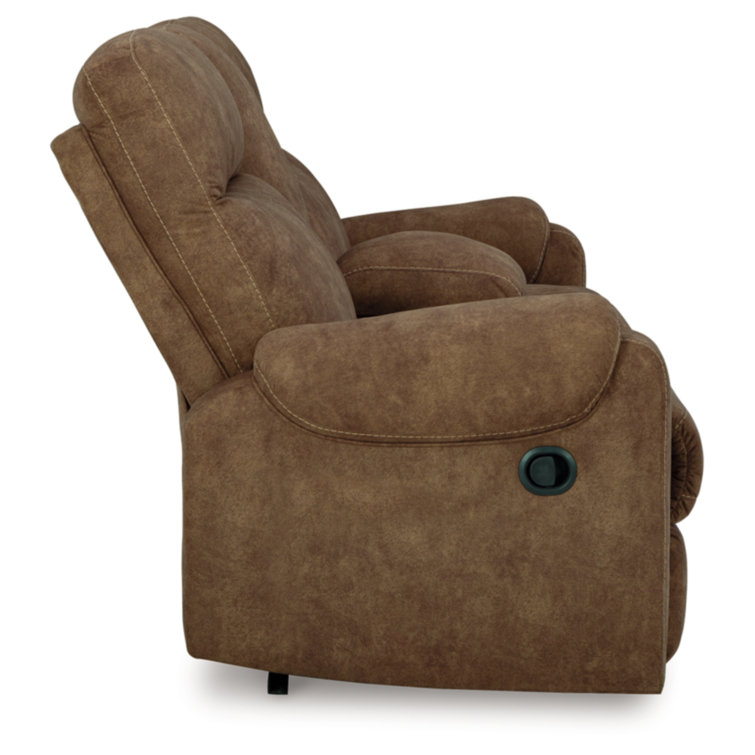 Brindle Faux Leather Reclining Loveseat with Cup Holders