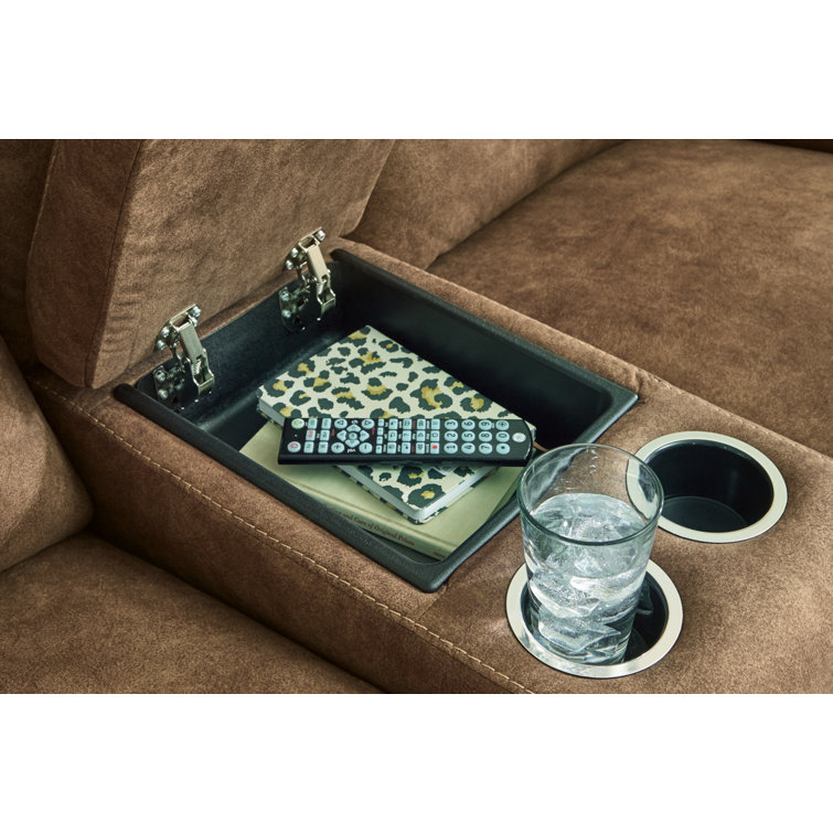 Brindle Faux Leather Reclining Loveseat with Cup Holders