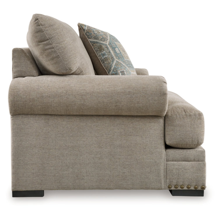 Beige Traditional Oversized Chair with Nailhead Accents