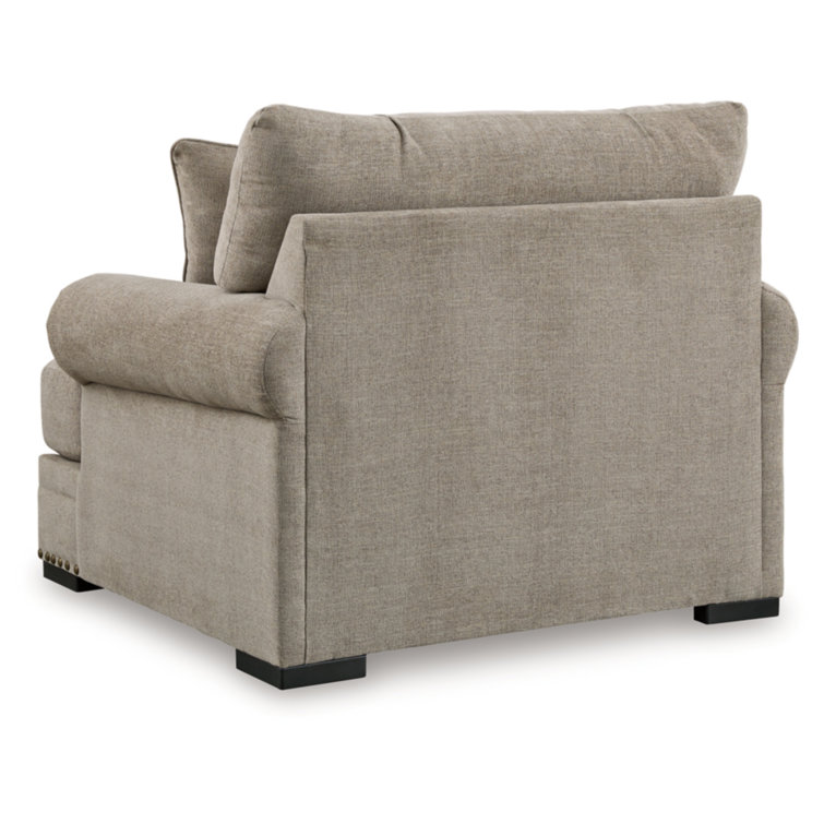 Beige Traditional Oversized Chair with Nailhead Accents