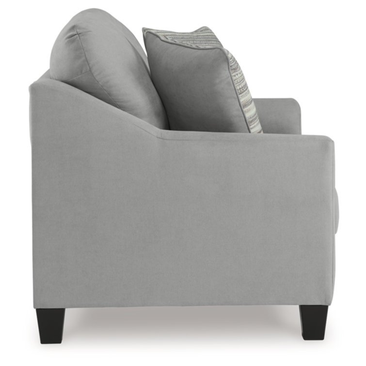 Gray Velvet Loveseat with Removable Cushions