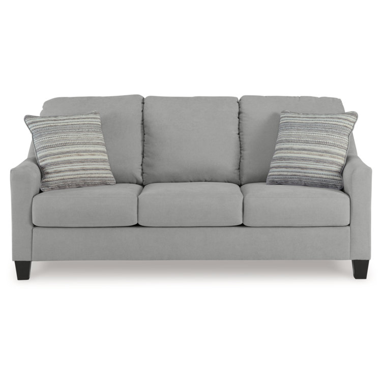 Gray Velvet Tufted Stationary Sofa with Removable Cushions