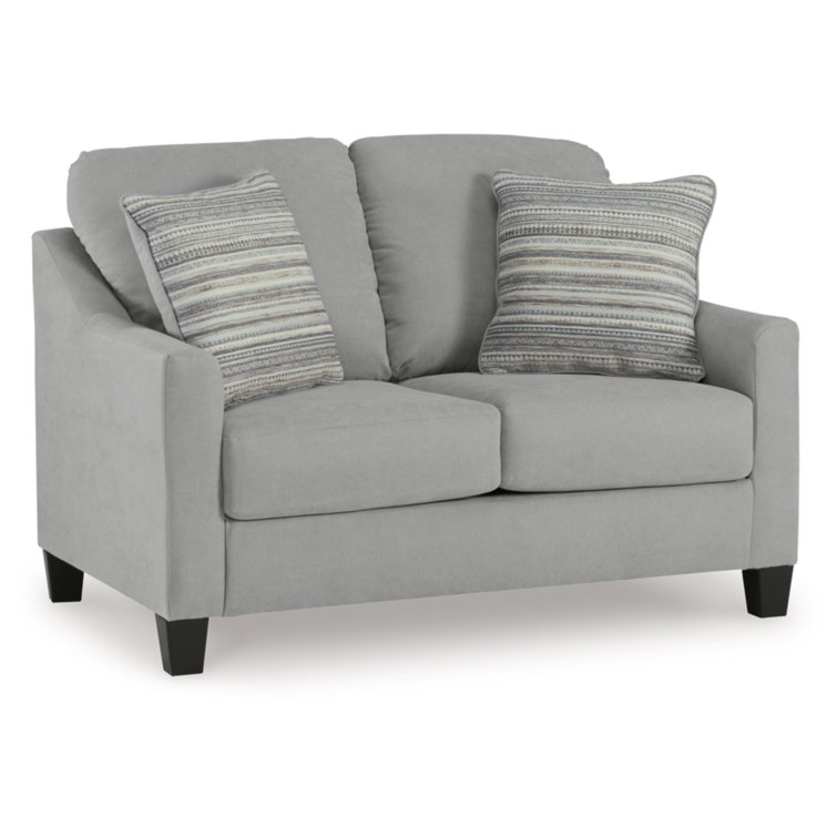 Gray Velvet Loveseat with Removable Cushions