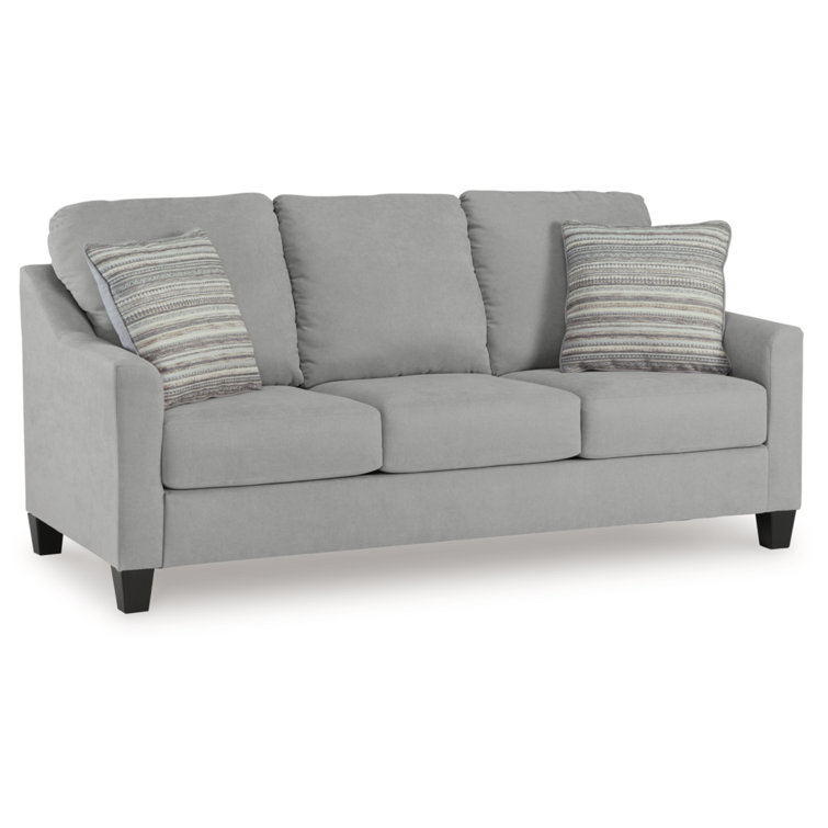 Gray Velvet Tufted Stationary Sofa with Removable Cushions