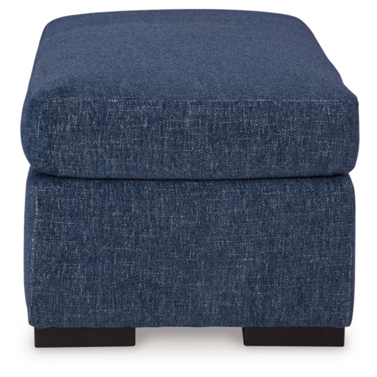 Navy Blue Chenille Contemporary Ottoman with Reversible Cushions