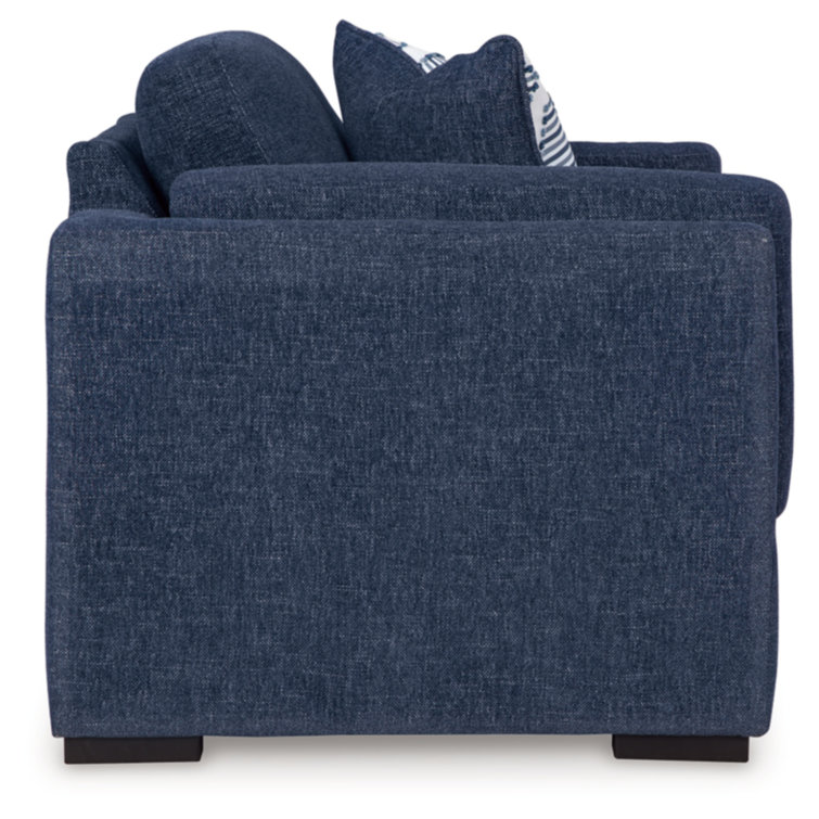 Evansley Navy Contemporary Oversized Chair with Arm Bolster Pillows
