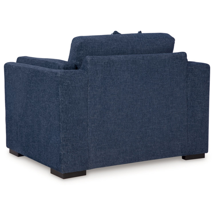 Evansley Navy Contemporary Oversized Chair with Arm Bolster Pillows