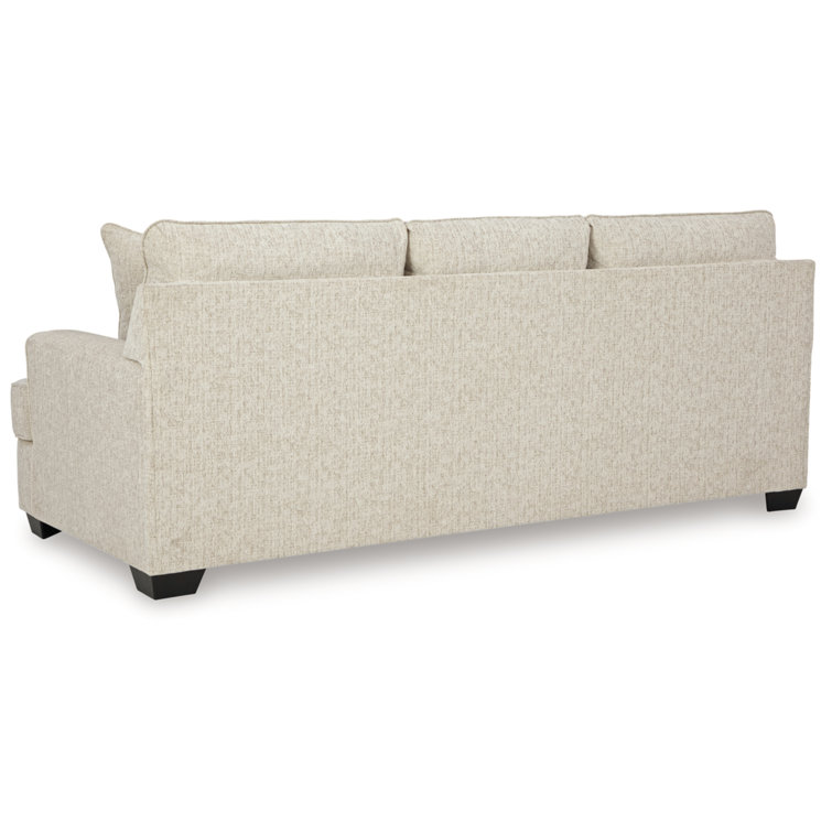 White Plaid Fabric Stationary Sofa with Removable Cushions