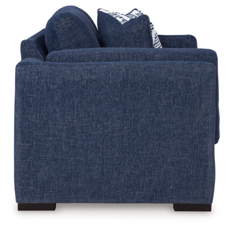 Navy Fabric Washable Stationary Sofa with Pillow Back