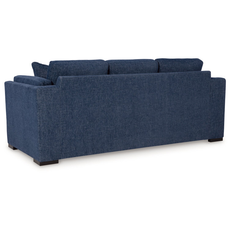 Navy Fabric Washable Stationary Sofa with Pillow Back
