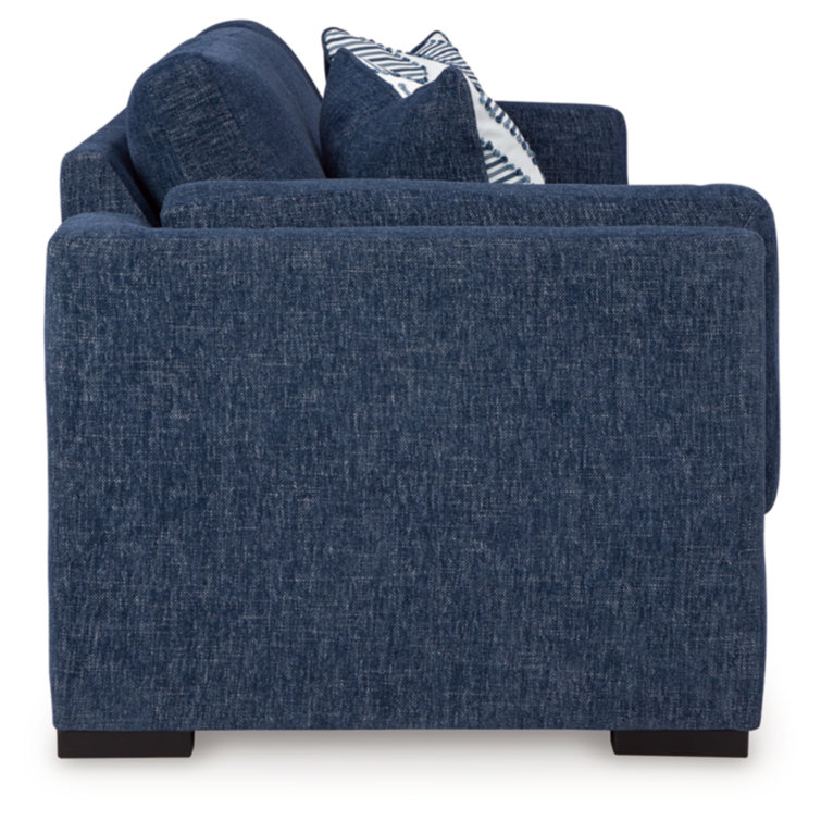Navy Fabric Washable Stationary Sofa with Pillow Back