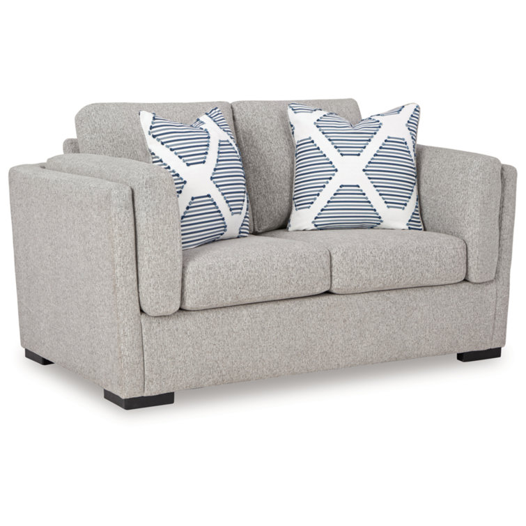 Pewter Gray Washable Fabric Stationary Sofa with Pillow Back