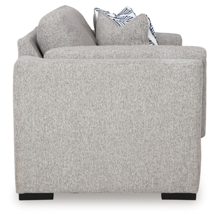 Pewter Gray Washable Fabric Stationary Sofa with Pillow Back