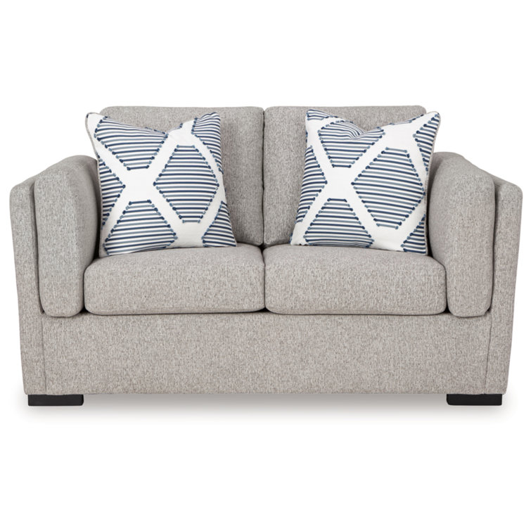Pewter Gray Washable Fabric Stationary Sofa with Pillow Back