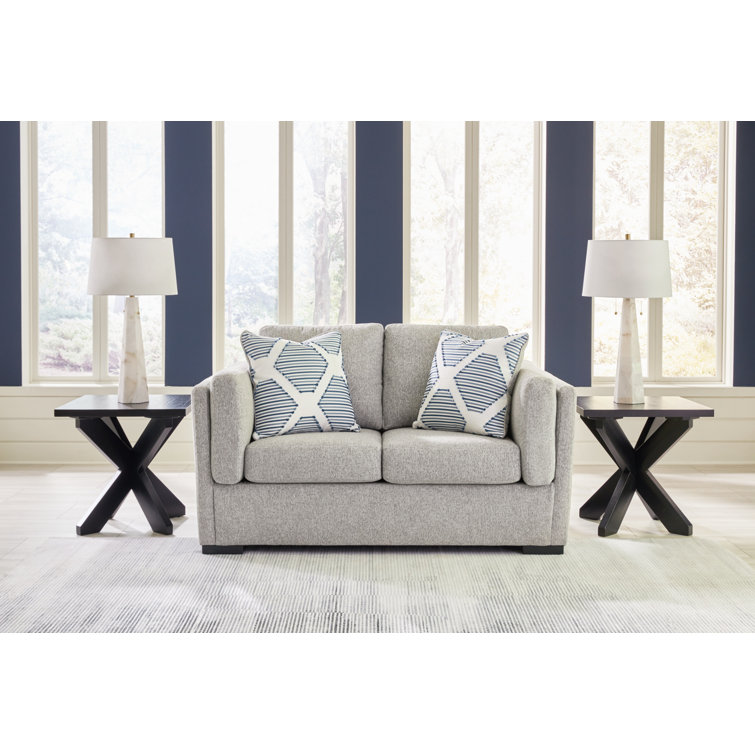 Pewter Gray Washable Fabric Stationary Sofa with Pillow Back