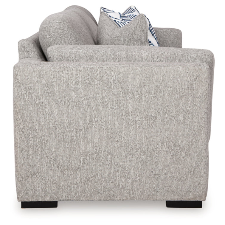 Pewter Gray Washable Fabric Stationary Sofa with Pillow Back