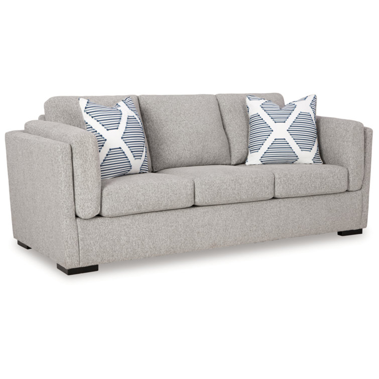 Pewter Gray Washable Fabric Stationary Sofa with Pillow Back